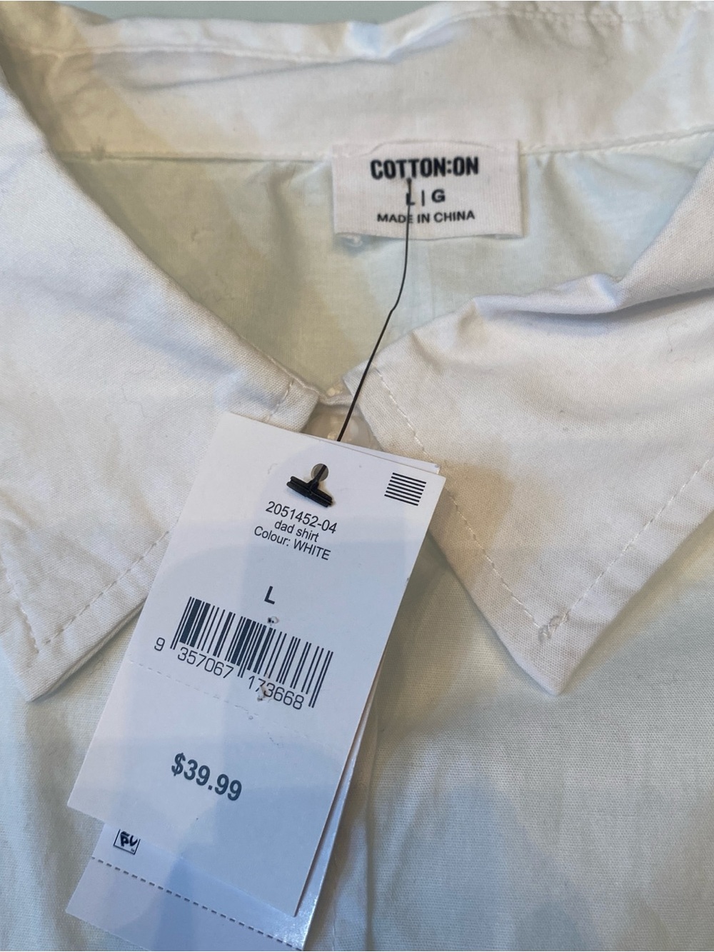 COTTON ON White NWT Dad Shirt Oversized Button Down Cotton Blouse Large $40 MSRP - Picture 2 of 6